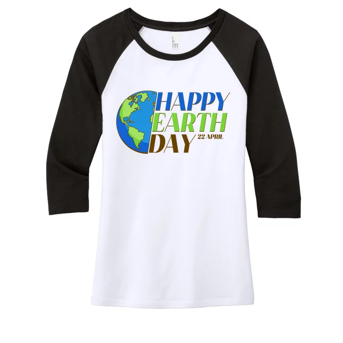 Happy Earth Day 22 April Women's Tri-Blend 3/4-Sleeve Raglan Shirt