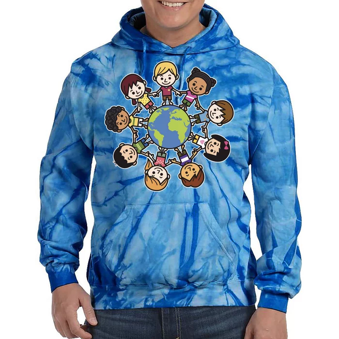 Happy Earth Day Children Around The World Tie Dye Hoodie