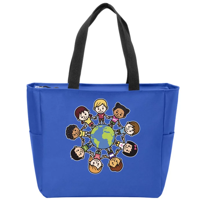 Happy Earth Day Children Around The World Zip Tote Bag