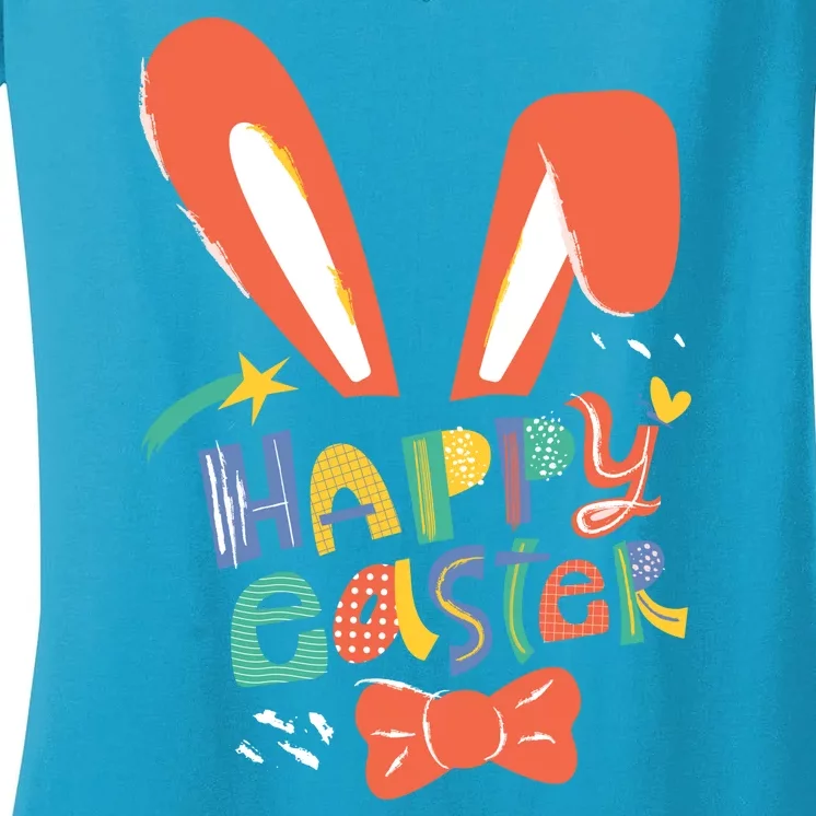 Happy Easter Bow Women's V-Neck T-Shirt