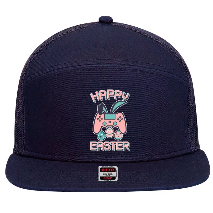 Happy Easter Bunny Game Controller 7 Panel Mesh Trucker Snapback Hat