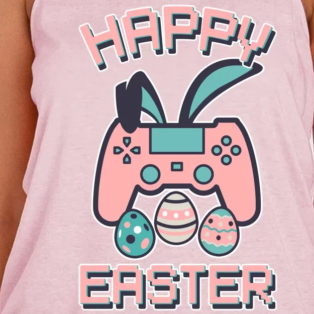 Happy Easter Bunny Game Controller Women's Knotted Racerback Tank