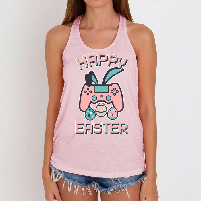 Happy Easter Bunny Game Controller Women's Knotted Racerback Tank