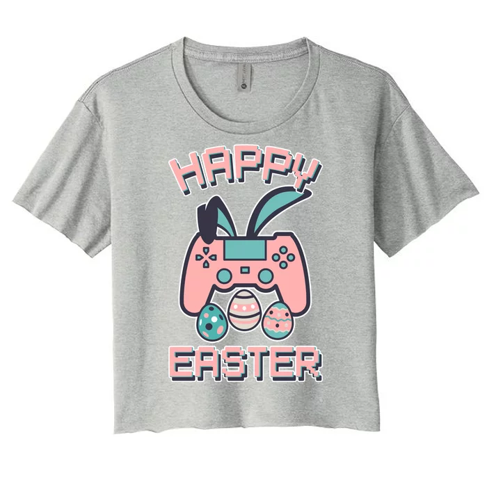 Happy Easter Bunny Game Controller Women's Crop Top Tee