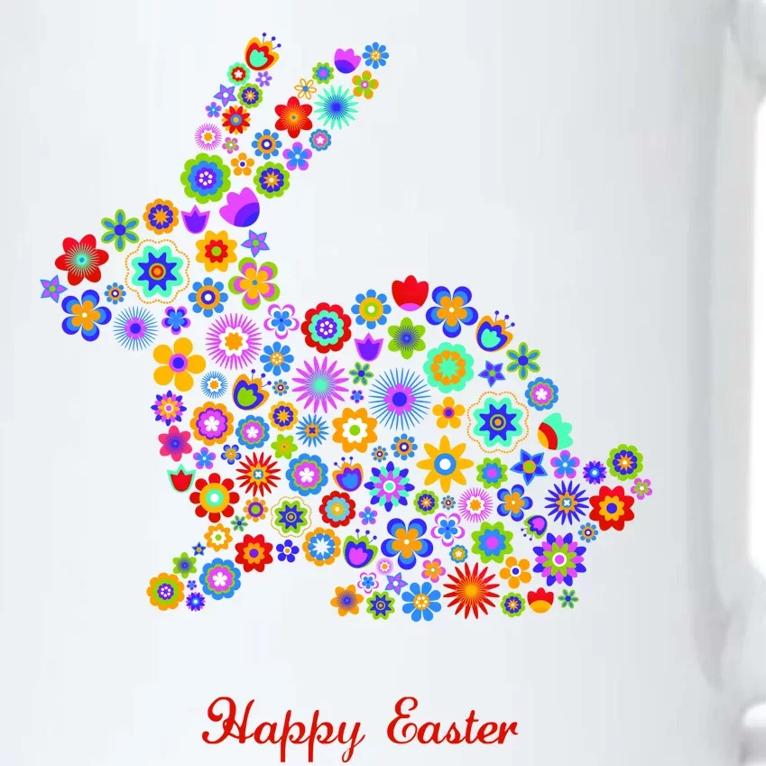 Happy Easter Bunny Rabbit Flowers Logo Black Color Changing Mug