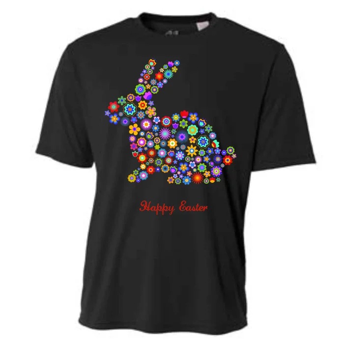 Happy Easter Bunny Rabbit Flowers Logo Cooling Performance Crew T-Shirt