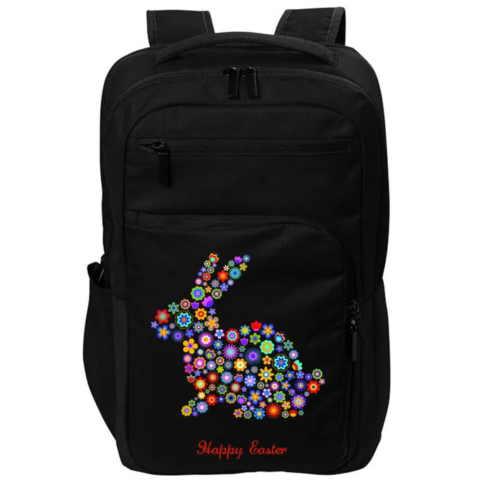 Happy Easter Bunny Rabbit Flowers Logo Impact Tech Backpack