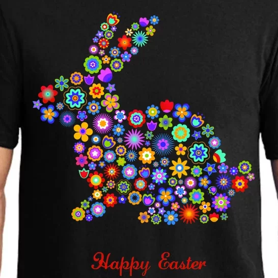 Happy Easter Bunny Rabbit Flowers Logo Pajama Set