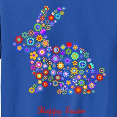 Happy Easter Bunny Rabbit Flowers Logo Sweatshirt