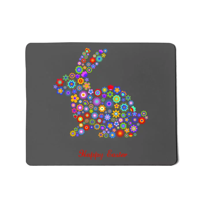 Happy Easter Bunny Rabbit Flowers Logo Mousepad