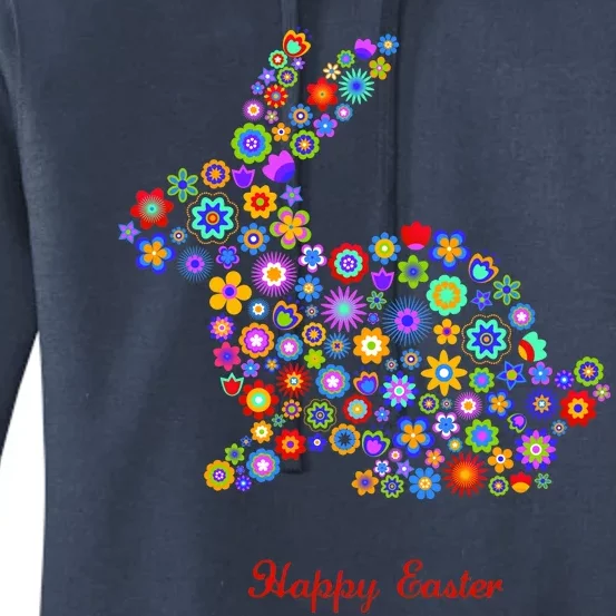 Happy Easter Bunny Rabbit Flowers Logo Women's Pullover Hoodie