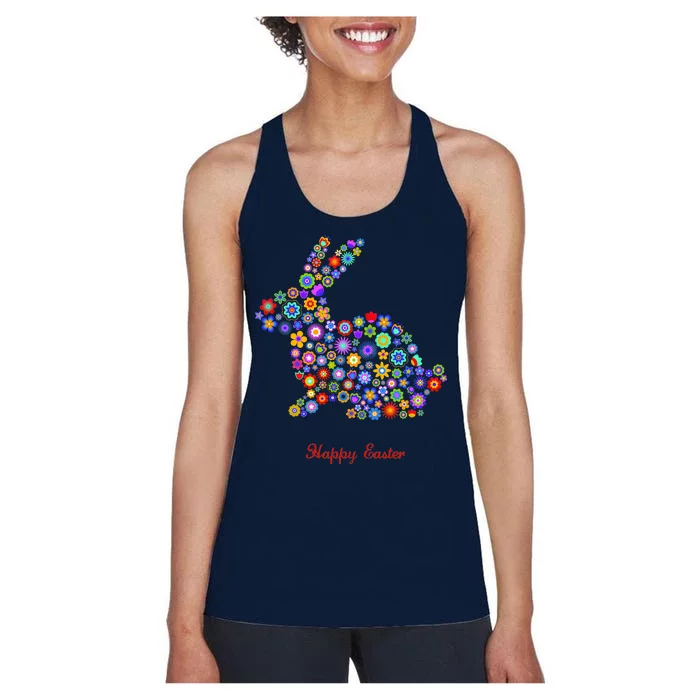 Happy Easter Bunny Rabbit Flowers Logo Women's Racerback Tank