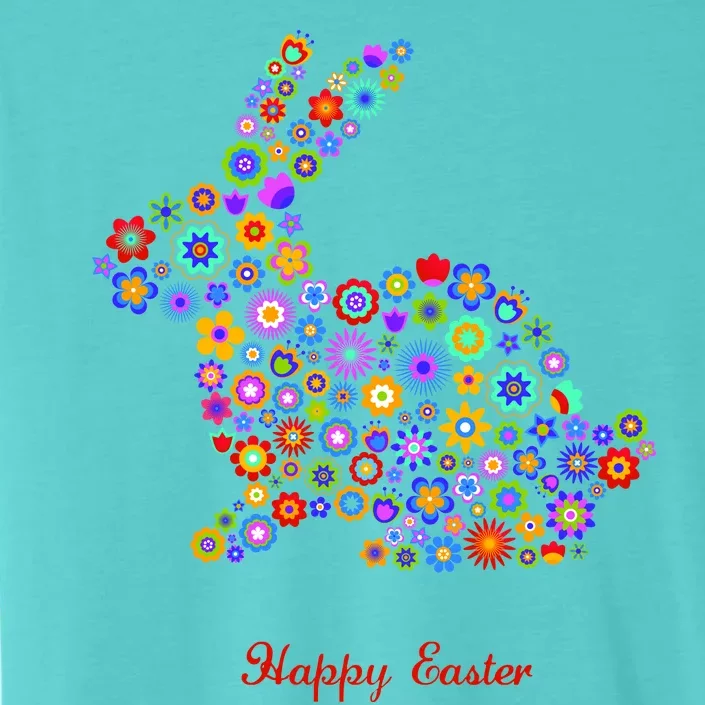 Happy Easter Bunny Rabbit Flowers Logo ChromaSoft Performance T-Shirt