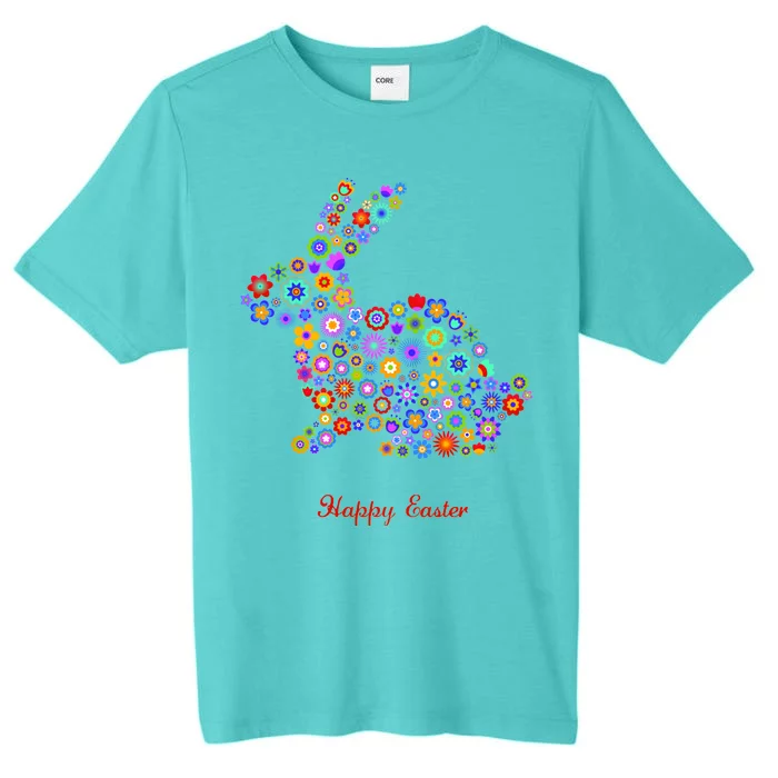 Happy Easter Bunny Rabbit Flowers Logo ChromaSoft Performance T-Shirt