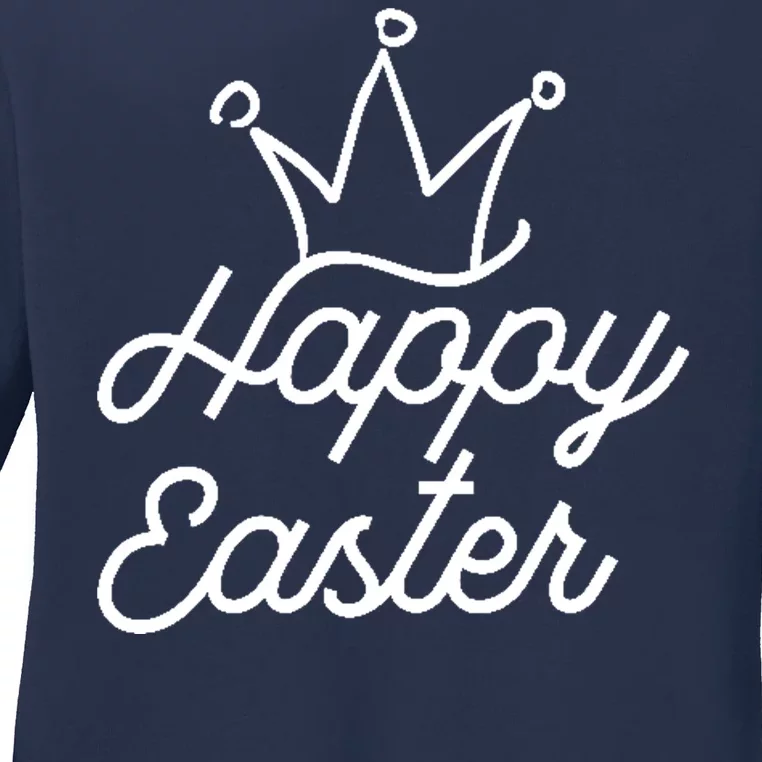 Happy Easter Crown Ladies Long Sleeve Shirt