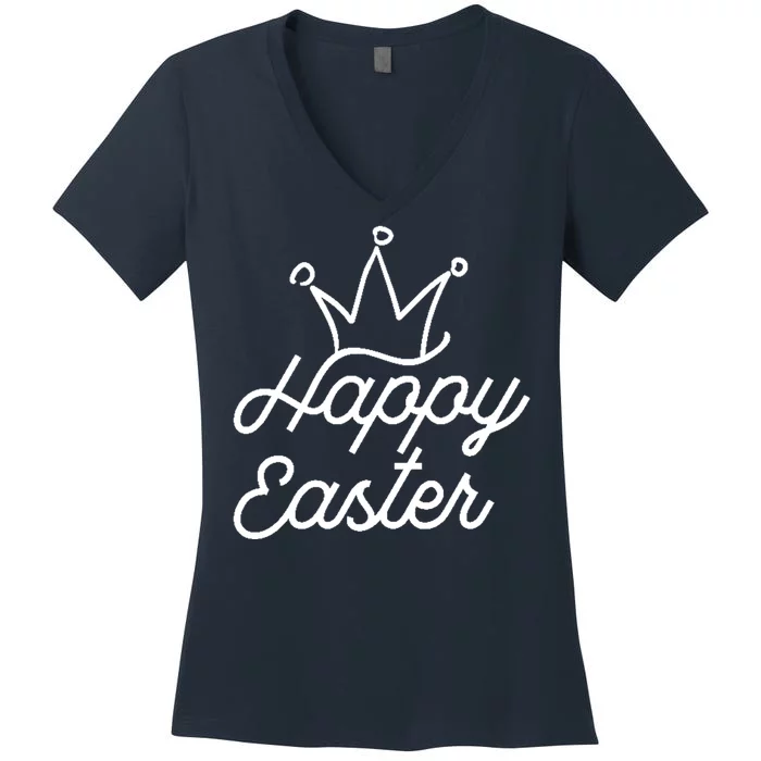 Happy Easter Crown Women's V-Neck T-Shirt