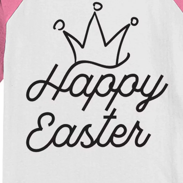 Happy Easter Crown Kids Colorblock Raglan Jersey