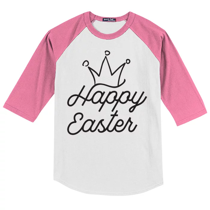 Happy Easter Crown Kids Colorblock Raglan Jersey