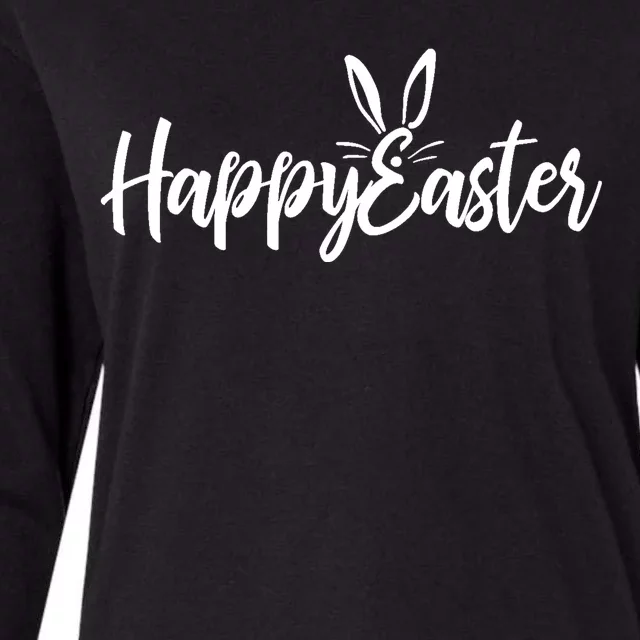 Happy Easter Cursive Signature Womens Cotton Relaxed Long Sleeve T-Shirt