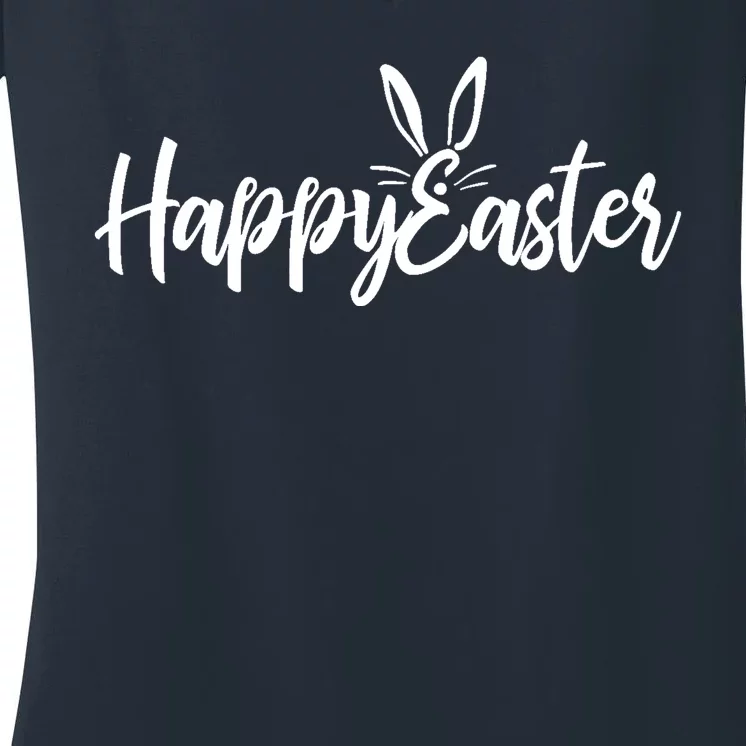 Happy Easter Cursive Signature Women's V-Neck T-Shirt