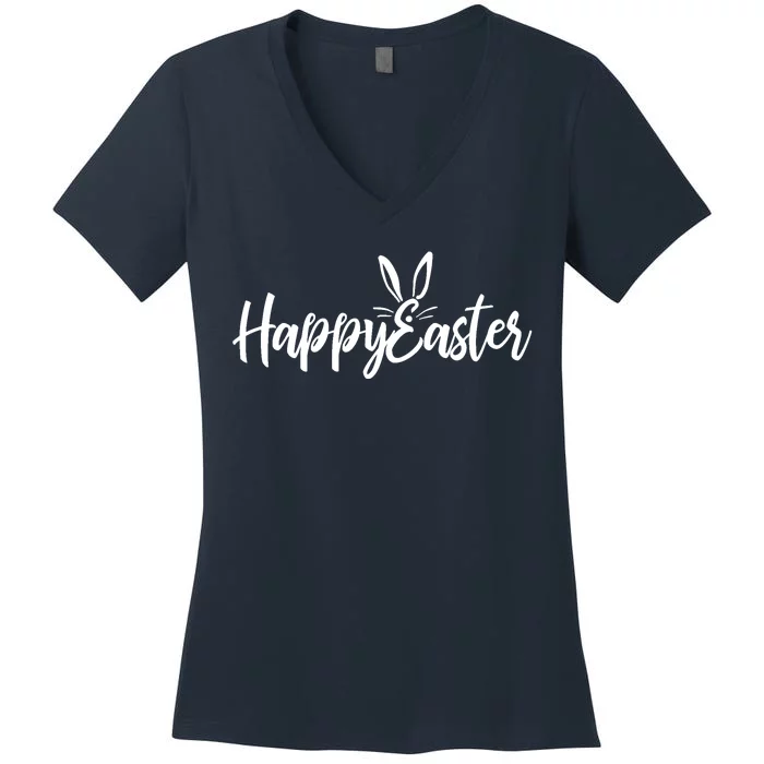 Happy Easter Cursive Signature Women's V-Neck T-Shirt