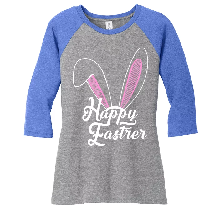 Happy Easter Cute Bunny Ears Women's Tri-Blend 3/4-Sleeve Raglan Shirt