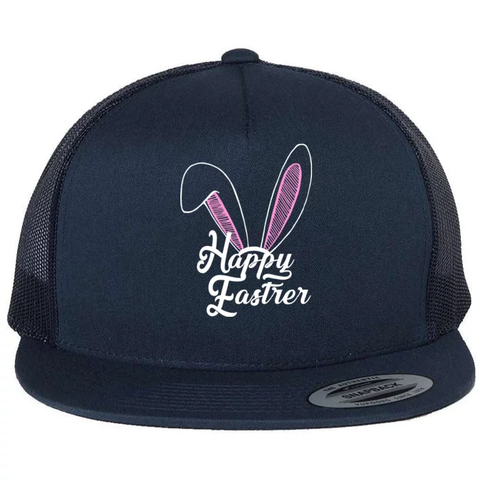 Happy Easter Cute Bunny Ears Flat Bill Trucker Hat