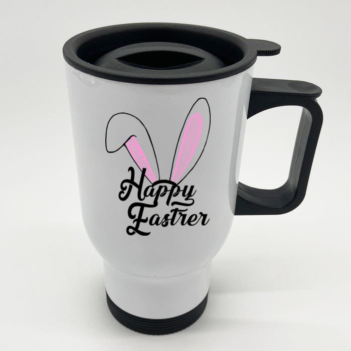 Happy Easter Cute Bunny Ears Front & Back Stainless Steel Travel Mug