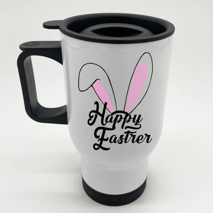 Happy Easter Cute Bunny Ears Front & Back Stainless Steel Travel Mug