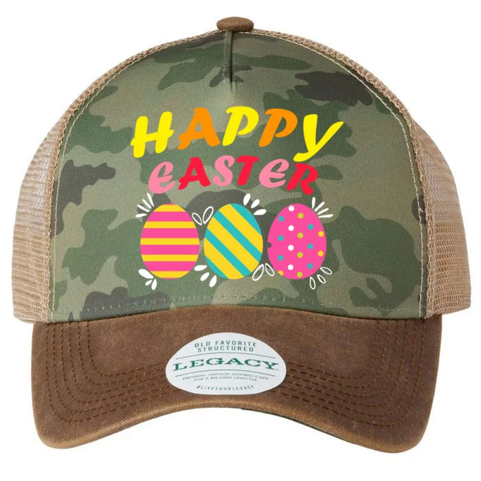 Happy Easter Eggs Legacy Tie Dye Trucker Hat