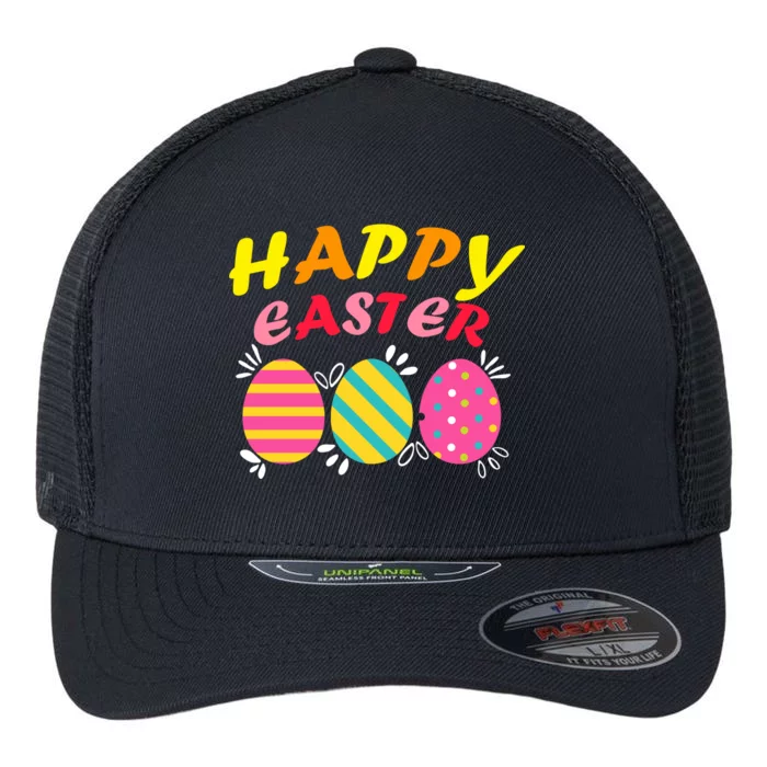 Happy Easter Eggs Flexfit Unipanel Trucker Cap