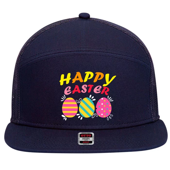 Happy Easter Eggs 7 Panel Mesh Trucker Snapback Hat