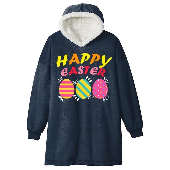 Happy Easter Eggs Hooded Wearable Blanket