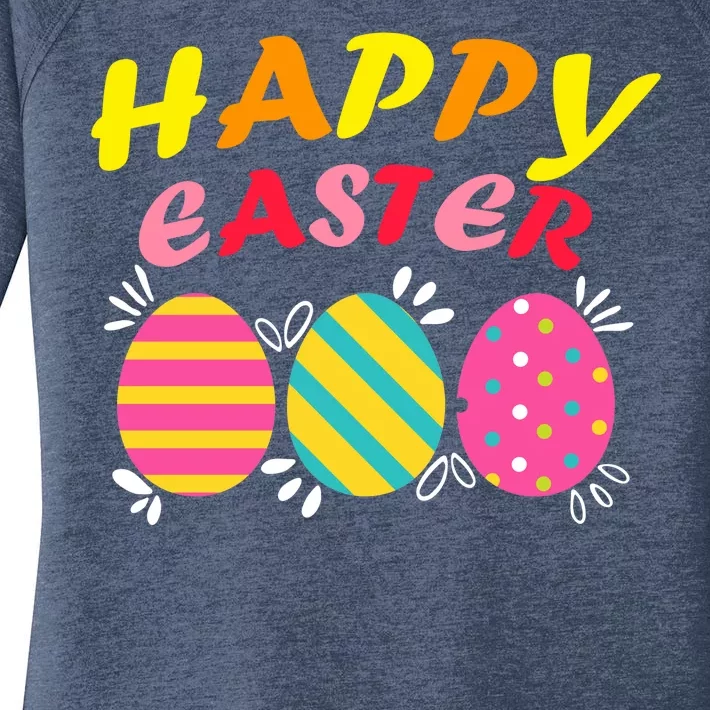 Happy Easter Eggs Women's Perfect Tri Tunic Long Sleeve Shirt