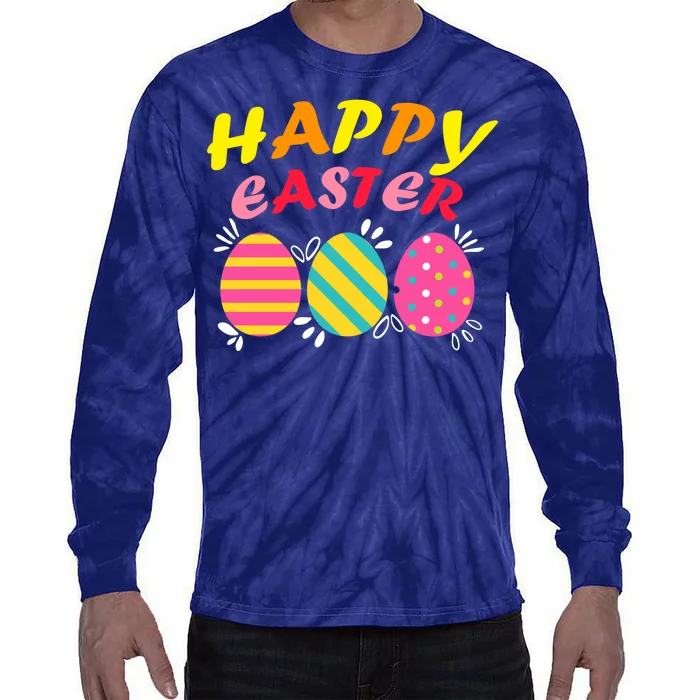 Happy Easter Eggs Tie-Dye Long Sleeve Shirt