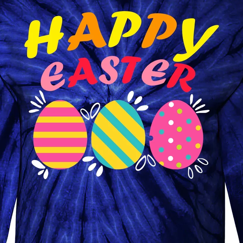 Happy Easter Eggs Tie-Dye Long Sleeve Shirt