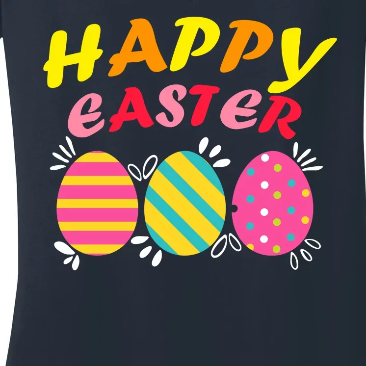 Happy Easter Eggs Women's V-Neck T-Shirt