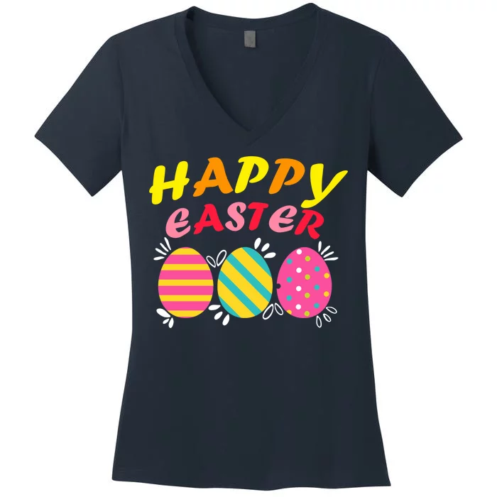 Happy Easter Eggs Women's V-Neck T-Shirt