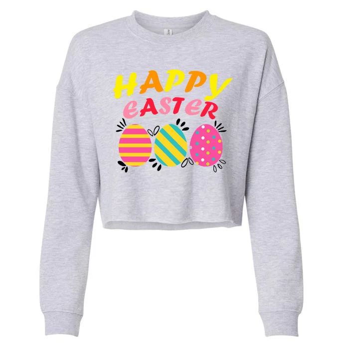 Happy Easter Eggs Cropped Pullover Crew