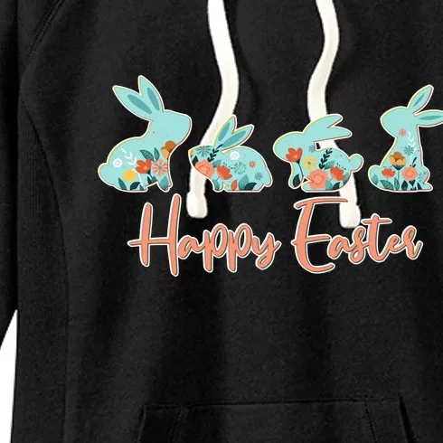 Happy Easter Flower Bunnies Women's Fleece Hoodie