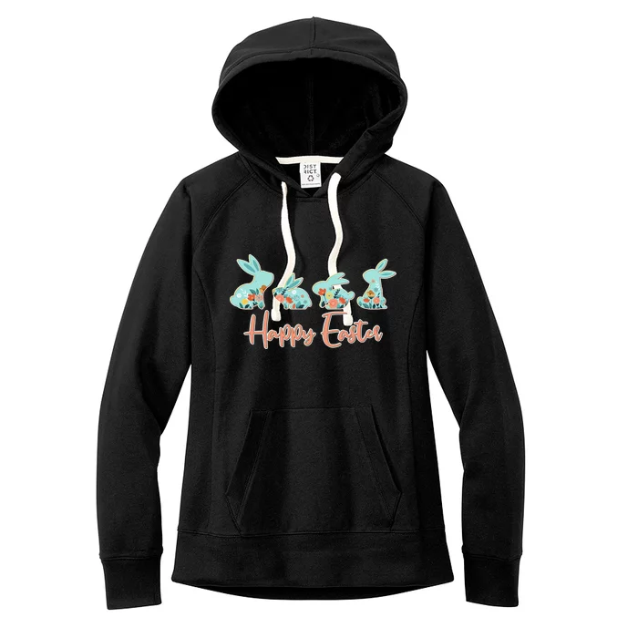 Happy Easter Flower Bunnies Women's Fleece Hoodie