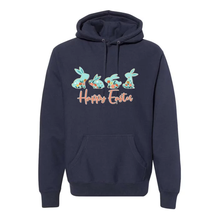 Happy Easter Flower Bunnies Premium Hoodie