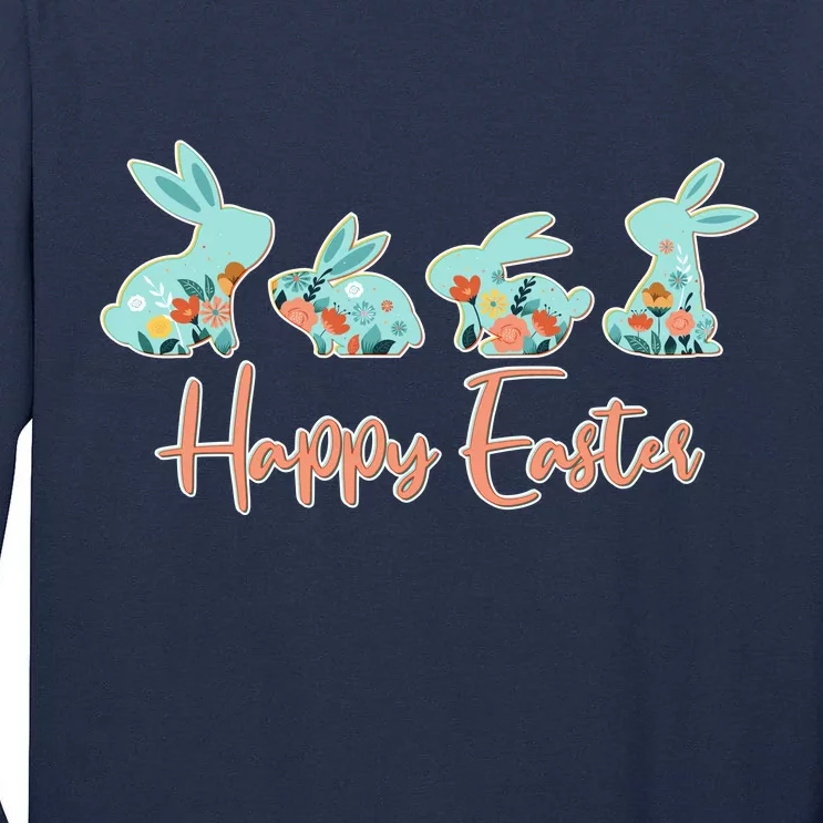 Happy Easter Flower Bunnies Tall Long Sleeve T-Shirt