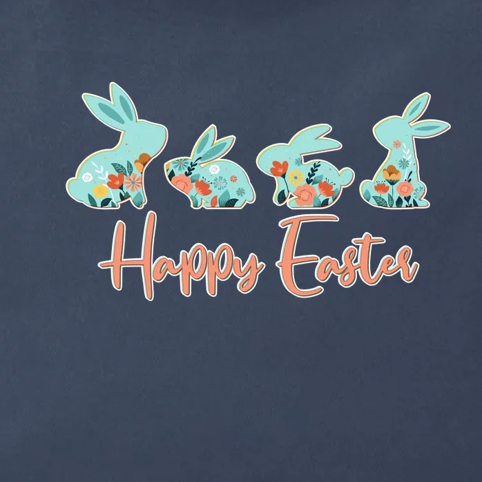 Happy Easter Flower Bunnies Zip Tote Bag