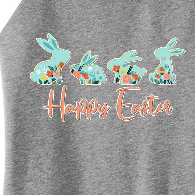 Happy Easter Flower Bunnies Women’s Perfect Tri Rocker Tank