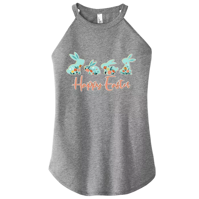 Happy Easter Flower Bunnies Women’s Perfect Tri Rocker Tank