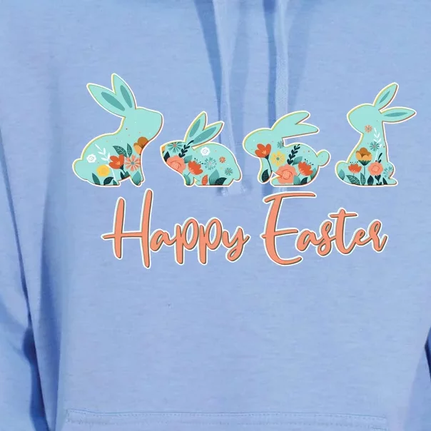 Happy Easter Flower Bunnies Unisex Surf Hoodie