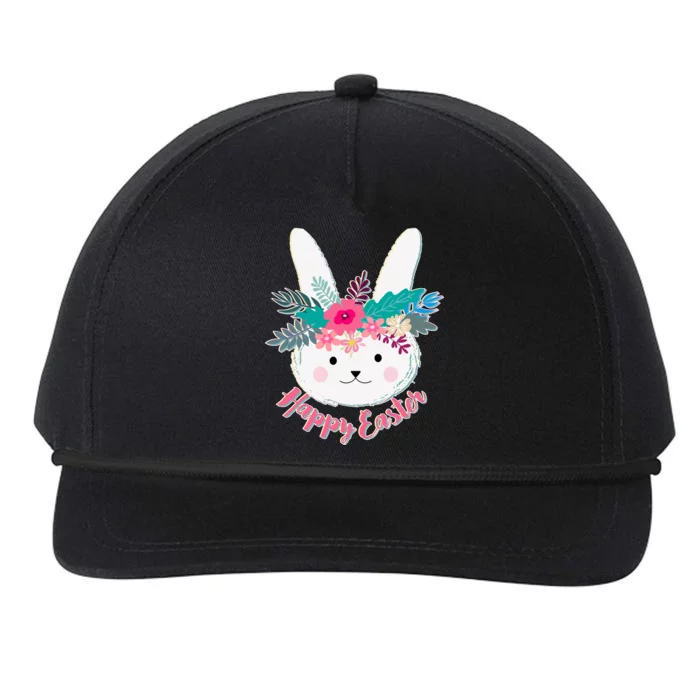 Happy Easter Flower Bunny Snapback Five-Panel Rope Hat