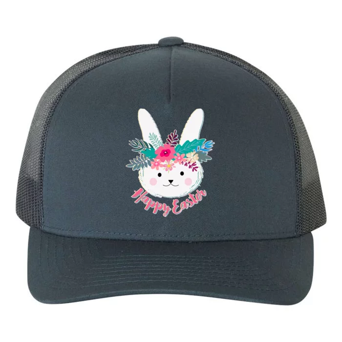 Happy Easter Flower Bunny Yupoong Adult 5-Panel Trucker Hat