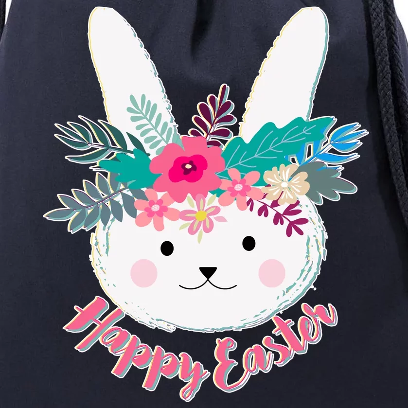 Happy Easter Flower Bunny Drawstring Bag